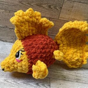 Handmade Yellow and Orange Fish Plush Crochet Toy